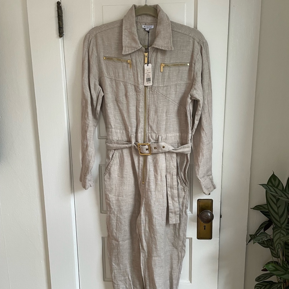 WeWoreWhat Linen Pants Jumpsuit Utility Suit